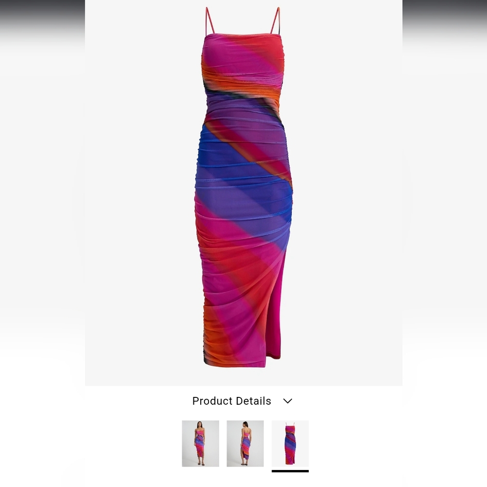 Express Multicolor Mesh & Jersey Bodycon Midi Dress